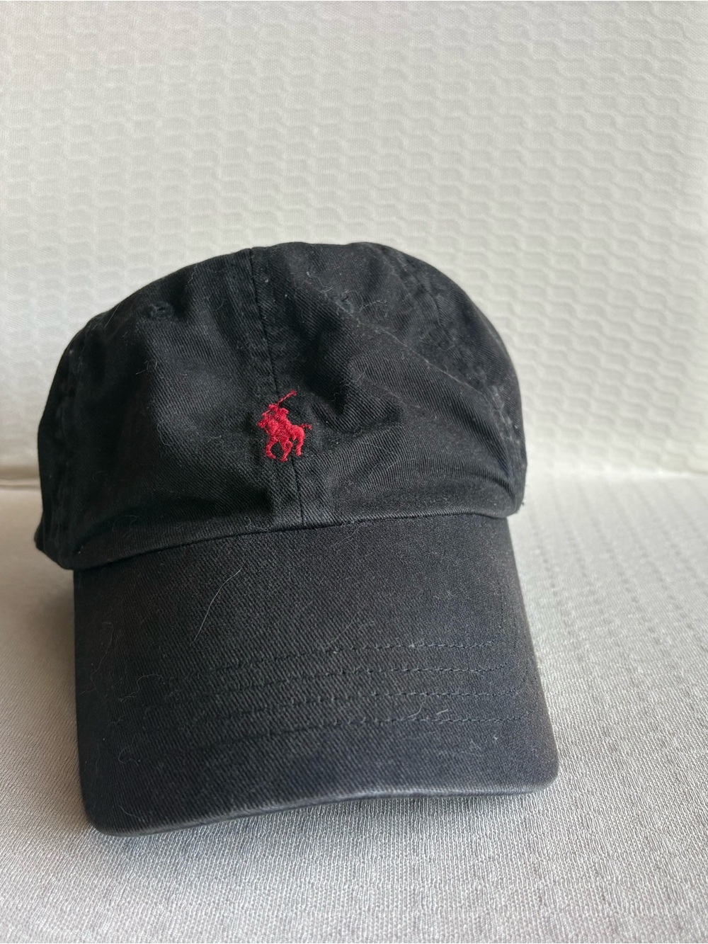 Ralph Lauren Black Baseball Cap with Red Embroidered Accent